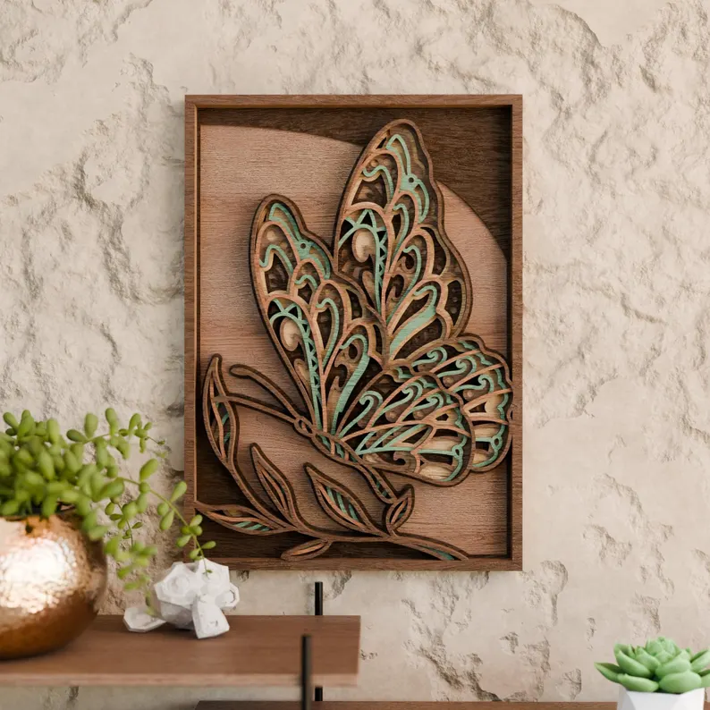 Boho Butterfly SVG | Layered Mandala Insect Design | 3D Nature Wall Art |